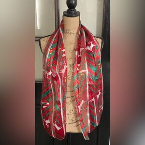 Candy Cane Reindeer Women's Scarf Christmas Holiday Striped Green Red Scarve